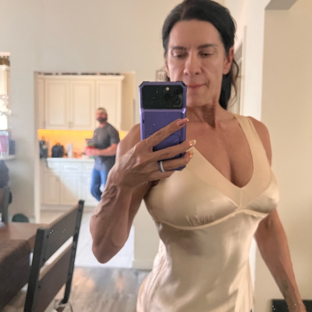 Express Satin Shaping Tank in Cream